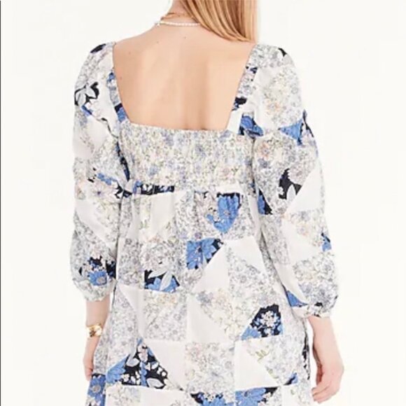 Squareneck cotton voile dress in patchwork floral - J Crew - XL - POCKETS - Picture 2 of 12